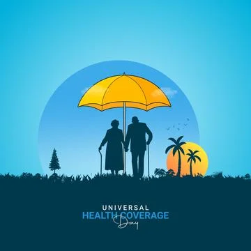 Creative Health Coverage Day ads design. Universal Health Coverage Day, Cel.. Illustrazione stock