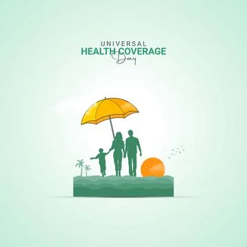 Creative Health Coverage Day ads design. Universal Health Coverage Day, Cel.. Illustrazione stock
