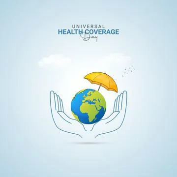Creative Health Coverage Day ads design. Universal Health Coverage Day, Cel.. Illustrazione stock