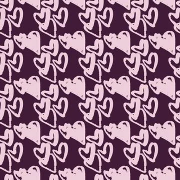 Creative heart figures seamless doodle pattern. Soft lilac valentine ornament Illustrazione stock