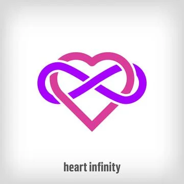 Creative heart intertwined infinity sign design. Stock Illustration