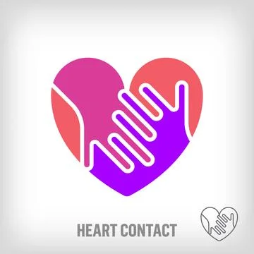 Creative heart shaking hands logo. Stock Illustration