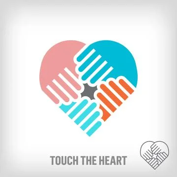 Creative heart shaking hands logo. Stock Illustration