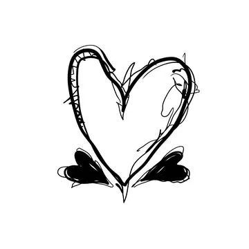 Creative heart shape drawing with bold lines and curves in a simple black a.. Stock Illustration