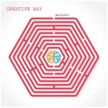Creative hexagon maze way concept Stock Illustration