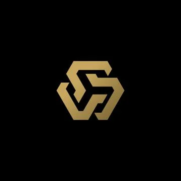 Creative hexagonal design in gold color on black background. Vector symbol Stock Illustration