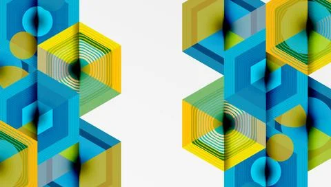 Creative hexagons geometric shapes design Stock Illustration