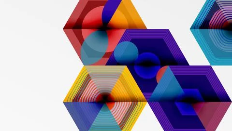 Creative hexagons geometric shapes design 스톡 일러스트