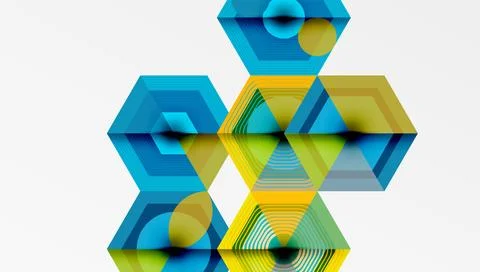 Creative hexagons geometric shapes design Illustrazione stock