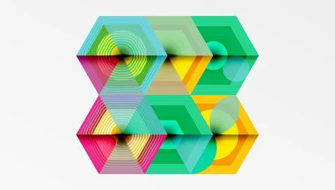 Creative hexagons geometric shapes design Stock Illustration
