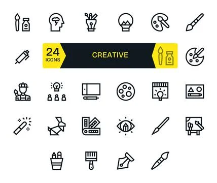 Creative High Resolution Vector Icon Pack with 24 Bold Line Grid Fitted Ele.. Stock Illustration