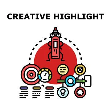 Creative highlighting process for target achievement concept Stock Illustration
