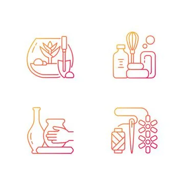 Creative hobbies gradient linear vector icons set 스톡 일러스트