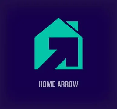 Creative home arrow logo. Unique color transitions. Stock Illustration