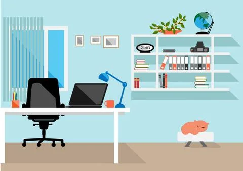 Creative home freelance desktop workspace. Stock Illustration