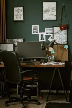 Creative Home Office Workspace with Computer for Remote Work Stock Photos
