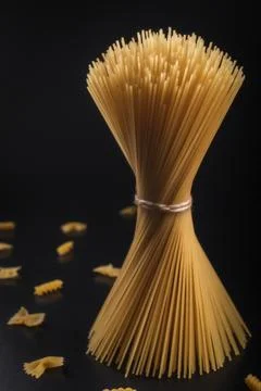 Creative Hourglass Shape of Raw Spaghetti Pasta on Dark Background Stock Photos
