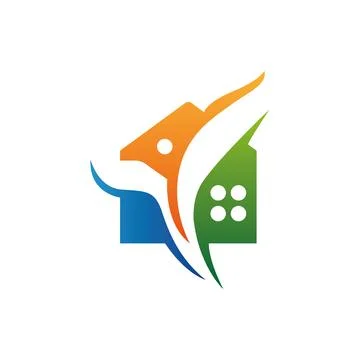 Creative House Arrow Logo Design for Real Estate Business. Stock-Illustration