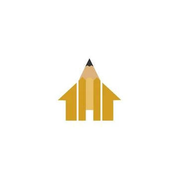 Creative house, home with pencil. Vector icon logo illustration Stock Illustration