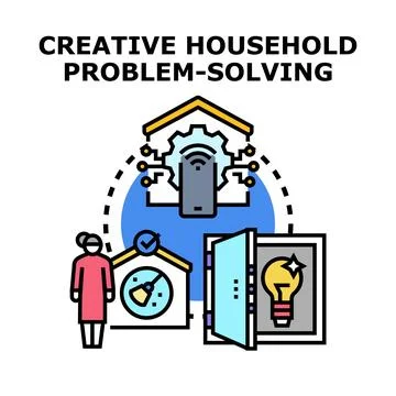 Creative household problem solving finding smart home solutions 스톡 일러스트