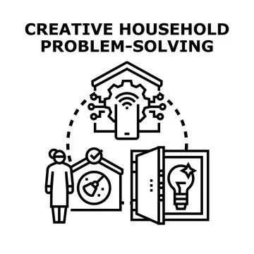 Creative household problem solving finding smart home solutions 스톡 일러스트