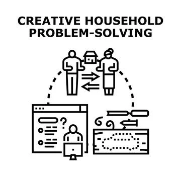 Creative household problem solving planning and solutions Illustrazione stock