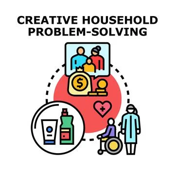 Creative household problem solving planning financial care chores イラスト素材