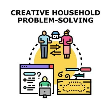 Creative household problem solving planning and solutions Stock Illustration