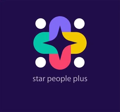 Creative human and asterisk inside plus logo. Stock Illustration