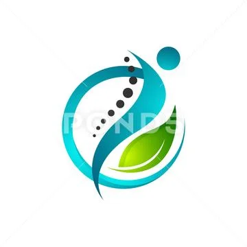 Creative human health care physiotherapy chiropractic concept logo design Stock Illustration
