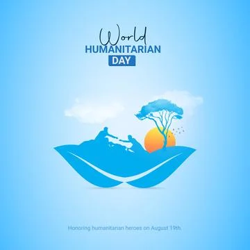 Creative Humanitarian Day ads design. Humanitarian Day, Humanitarian Day cr.. Stock Illustration