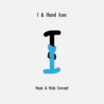 Creative I- alphabet icon abstract and hands icon design vector template.Busi Stock Illustration