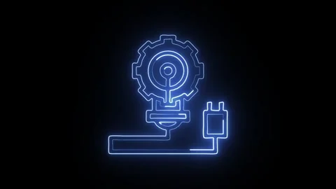 Creative Icon Isolated on Black Background, Neon Idea Line Motion Graphic A.. Stock Footage 327666687