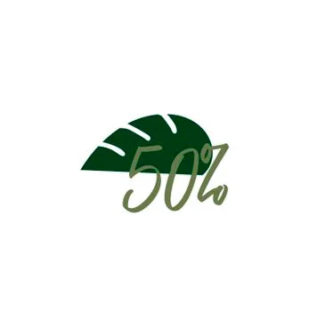 Creative icon with a tropical leaf and 50 discount Stock Illustration