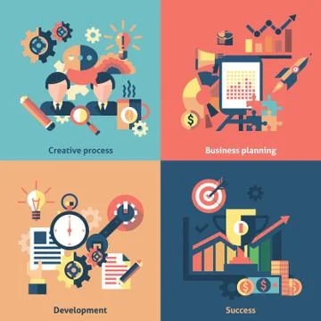 Creative icons set flat 스톡 일러스트