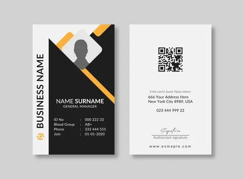 Creative ID Card Template with an author photo place Stock Illustration