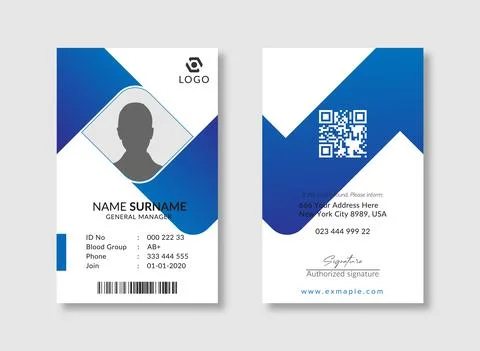 Creative ID Card Template with an author photo place  Office or Employee Id Card Illustrazione stock