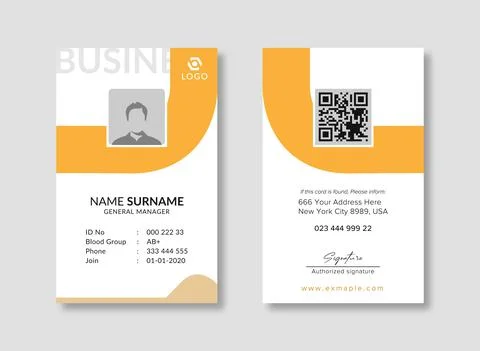 Creative ID Card Template with an author photo place Stock Illustration