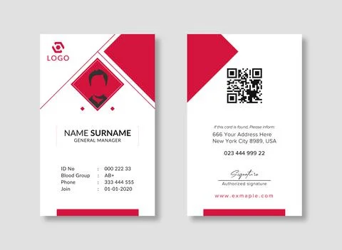 Creative ID Card Template with an author photo place Stock Illustration
