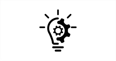 Creative idea. 4k video. Light bulb with gear icon. 動画素材 153089179