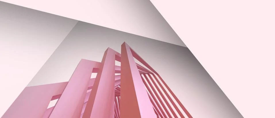 Creative idea Abstract architecture Background with success Concept on Pink Stock Illustration