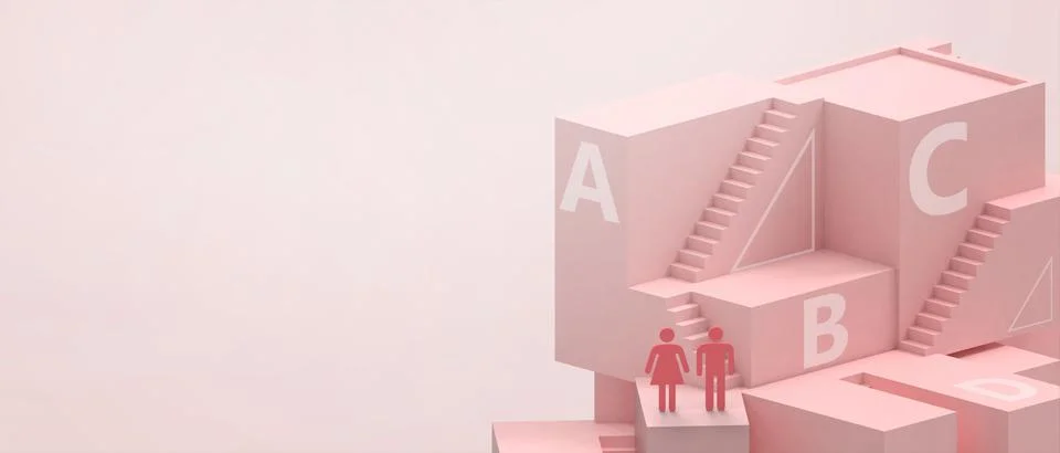 Creative idea. Abstract Background and ladder of success and that of couples Stock Illustration