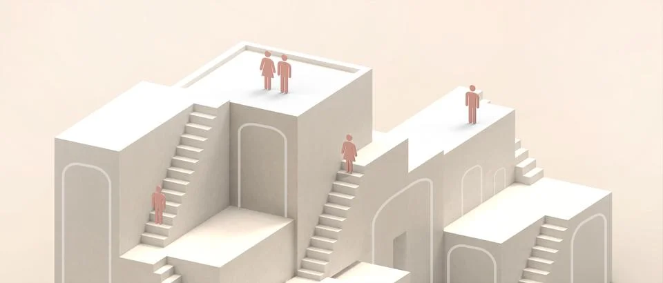 Creative idea. Abstract Background and ladder of success in the pursuit Stock Illustration