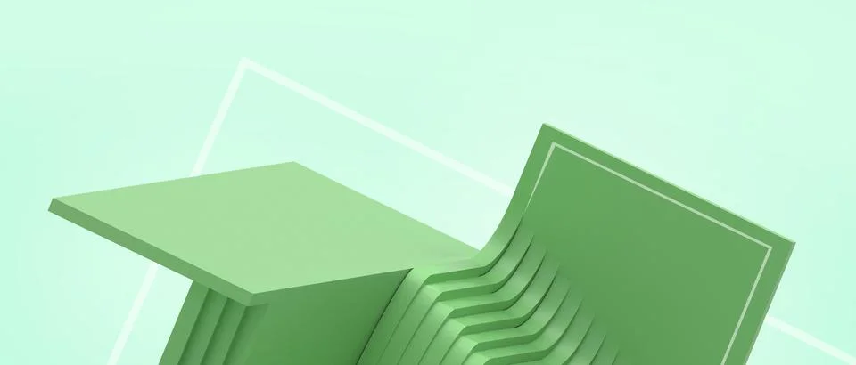 Creative idea. Abstract Background. Wavy stripes and Geometry shapes on Green Stock Illustration