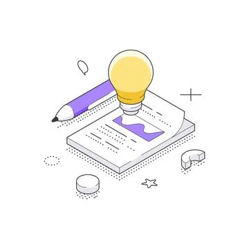 Creative Idea And Business Planning Process Isometric Vector Illustration F.. Illustrazione stock