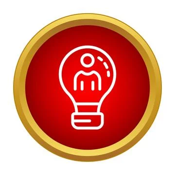 Creative idea and innovation concept with person inside light bulb icon Illustrazione stock
