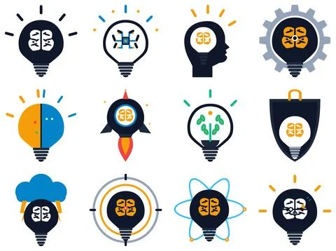 Creative Idea And Innovation Element Flat Vector Design Commercial Visual G.. Stock Illustration