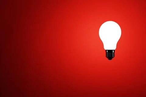 Creative idea and innovation light bulb light on yellow background realistic Stock Illustration