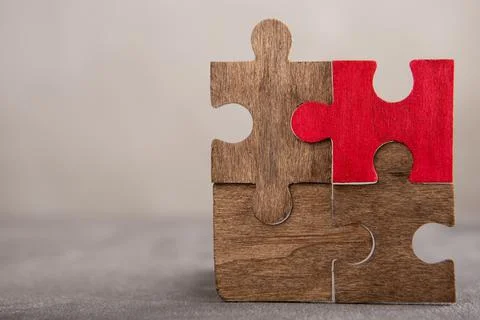 Creative idea and solve the problem concept. Teamwork success strategy - wood Foto stock