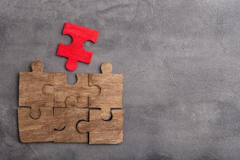 Creative idea and solve the problem concept. Teamwork success strategy - wood Foto stock